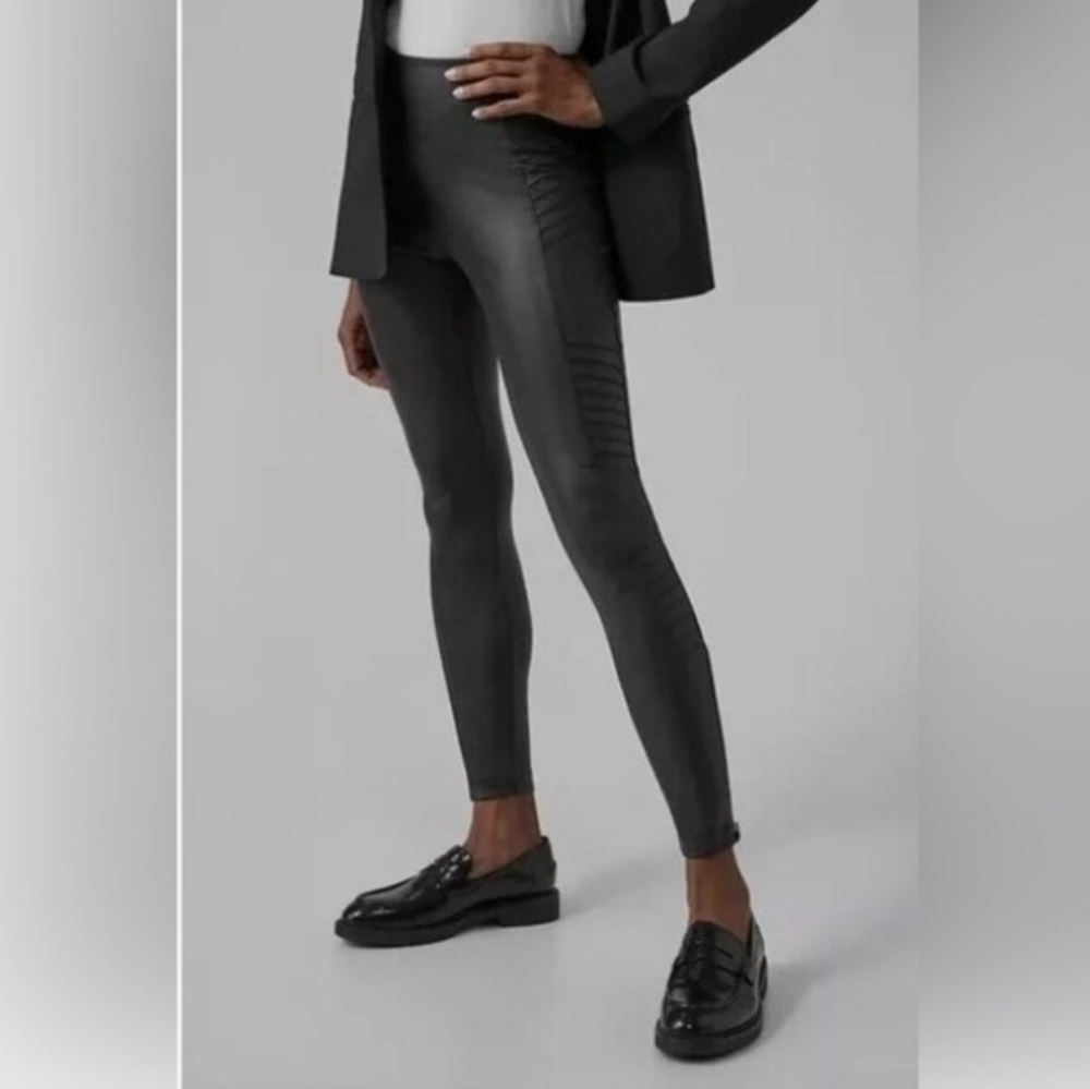 NEW Athleta Womens Delancey Gleam Moto Tight Leggings Faux Leather - Picture 4 of 15